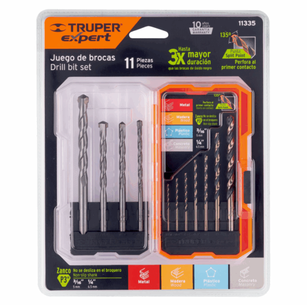 JUEGO DE 11 BROCAS PARA METAL Y CONCRETO EN ESTUCHE, TRUPER, 11335. - Imagen 2