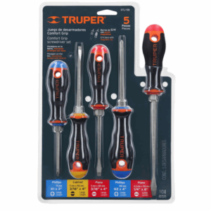 JUEGO DE 5 DESARMADORES, MANGO COMFORT GRIP, TRUPER, 14138
