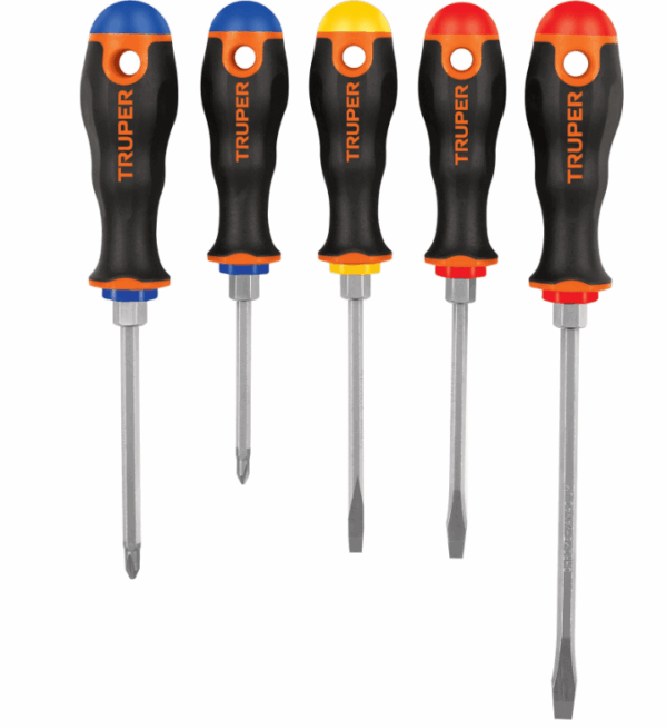 JUEGO DE 5 DESARMADORES, MANGO COMFORT GRIP, TRUPER, 14138 - Imagen 2