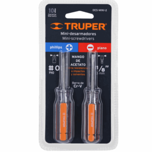 DÚO DE MINI DESARMADORES DE MANGO DE ACETATO, TRUPER 14199