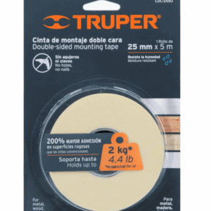 CINTA DOBLE CARA DE 25 mm x 5 m, Truper, 11727