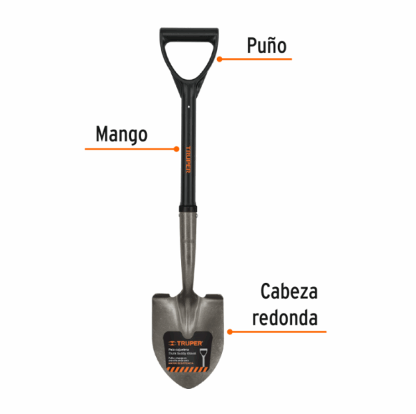 PALA CAJUELERA REDONDA, PUÑO 'D' CON MANGO FIBRA DE VIDRIO TRUPER 17195 - Imagen 2