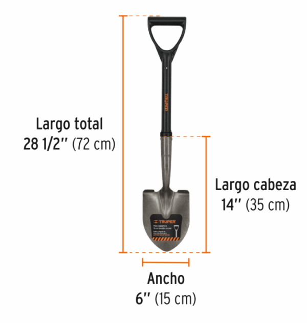 PALA CAJUELERA REDONDA, PUÑO 'D' CON MANGO FIBRA DE VIDRIO TRUPER 17195 - Imagen 3