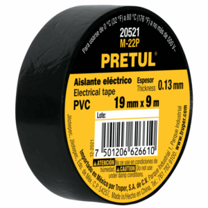 CINTA DE AISLAR DE 9 m x 19 mm, NEGRA, Pretul, 20521