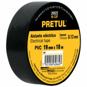 CINTA DE AISLAR DE 18 m x 19 mm, NEGRA, Pretul, 20522