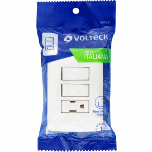 VOLTECK PLACA ARMADA CONTACTO 2 INTERRUPTORES, BLANCO, LINEA ITALIANA 46456