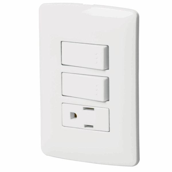 VOLTECK PLACA ARMADA CONTACTO 2 INTERRUPTORES, BLANCO, LINEA ITALIANA 46456 - Imagen 2