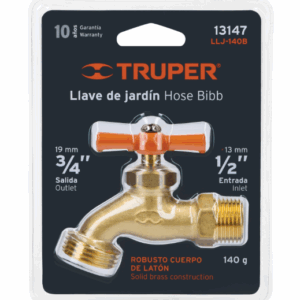 LLAVE P/MANGUERA, DE LATON 140g, 1/2', BLISTER, TRUPER, 13147
