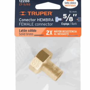 CONECTOR 5/8' HEMBRA DE LATON SOLIDO PARA MANGUERA, Truper, 12288