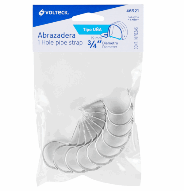 BOLSA CON 10 ABRAZADERAS 3/4' TIPO UÑA PARA TUBO, Volteck, 46921