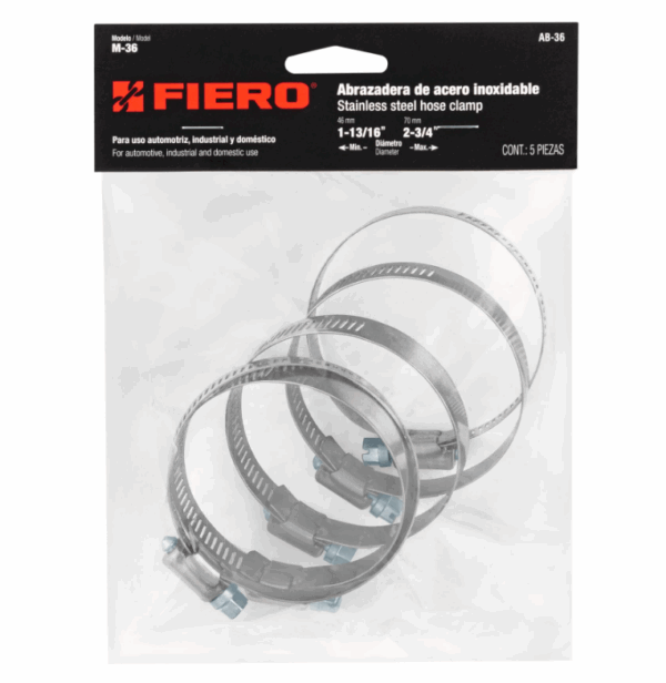 Fiero, BOLSA c/5 ABRAZADERA SIN FIN REFORZADA #36,1-13/16 -2-3/4', 44242