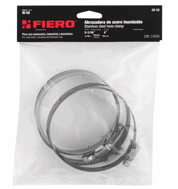 Fiero Bolsa c/5 abrazaderas sin fin reforzadas #56, 3-1/16 - 4', 44247