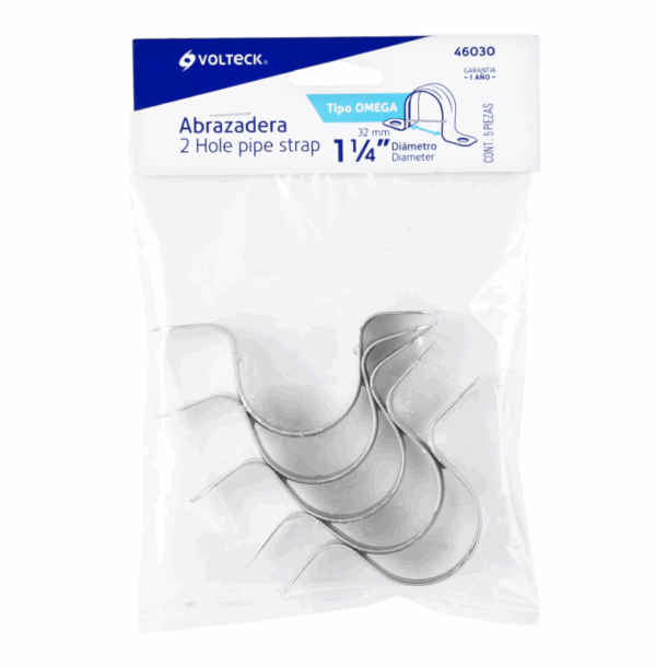 BOLSA CON 5 ABRAZADERAS 1-1/4' TIPO OMEGA PARA TUBO, Volteck, 46030