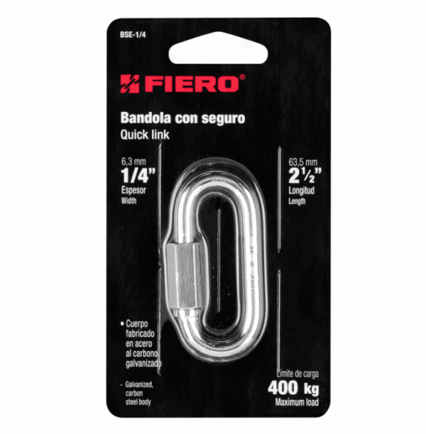 BANDOLA DE ACERO DE 1/4' CON SEGURO, Fiero, 44022