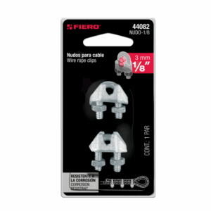 BLÍSTER c/2 NUDOS (PERROS) DE HIERRO P/CABLE DE 1/8', Fiero,44082