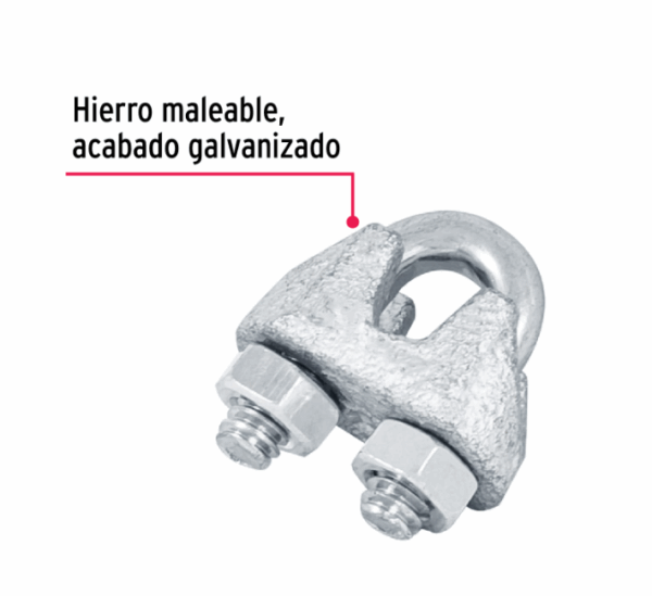 BLÍSTER c/2 NUDOS (PERROS) DE HIERRO P/CABLE DE 1/8', Fiero,44082 - Imagen 3