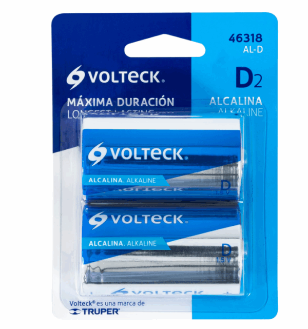 BLÍSTER CON 2 PILAS ALCALINAS D, VOLTECK,46318