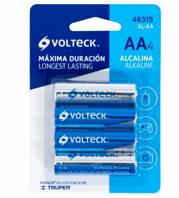 BLÍSTER CON 4 PILAS ALCALINAS AA, VOLTECK,46315