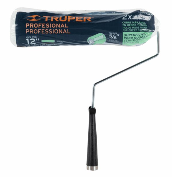 Truper RODILLO PARA PINTAR 12 x 5/8', SUPERFICIES POCO RUGOSAS, 13881