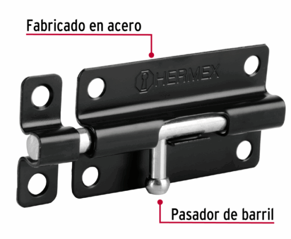 PASADOR DE BARRIL 4' DE ACERO ACABADO NEGRO, Hermex, 43695 - Imagen 3