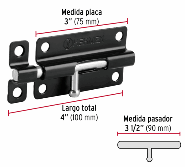 PASADOR DE BARRIL 4' DE ACERO ACABADO NEGRO, Hermex, 43695 - Imagen 2