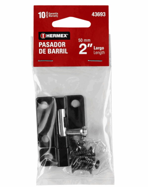 PASADOR DR BARRIL 2' DE ACERO ACABADO NEGRO, Hermex, 43693