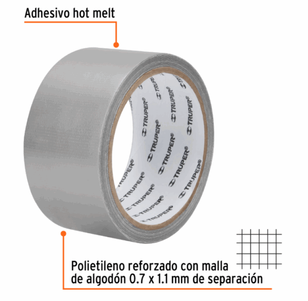 CINTA PARA DUCTO 10m x 48mm, ESPESOR 0.19mm, Truper, 12586 - Imagen 3