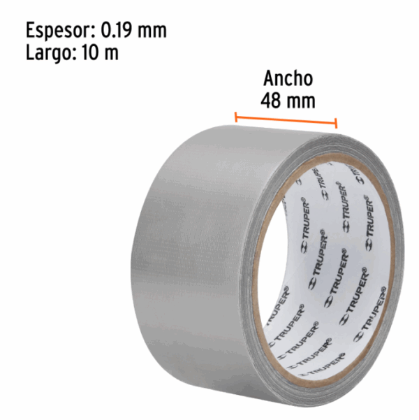 CINTA PARA DUCTO 10m x 48mm, ESPESOR 0.19mm, Truper, 12586 - Imagen 4