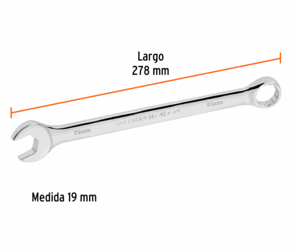 LLAVE COMBINADA EXTRALARGA 19 mm x 278 mm DE LARGO, Expert 15623 - Imagen 2
