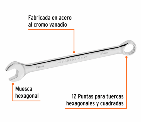 LLAVE COMBINADA EXTRALARGA 19 mm x 278 mm DE LARGO, Expert 15623 - Imagen 3