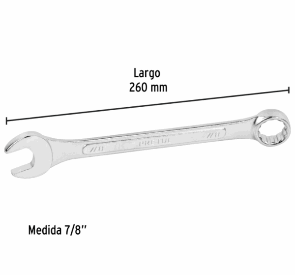 LLAVE COMBINADA 7/8' x 260 mm DE LARGO, Pretul, 21890 - Imagen 2