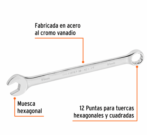 LLAVE COMBINADA EXTRALARGA 18 mm x 269 mm DE LARGO, Expert,12622 - Imagen 3