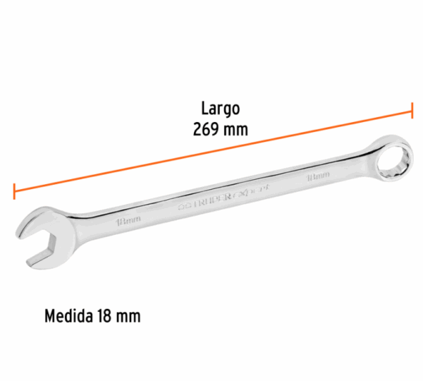LLAVE COMBINADA EXTRALARGA 18 mm x 269 mm DE LARGO, Expert,12622 - Imagen 2