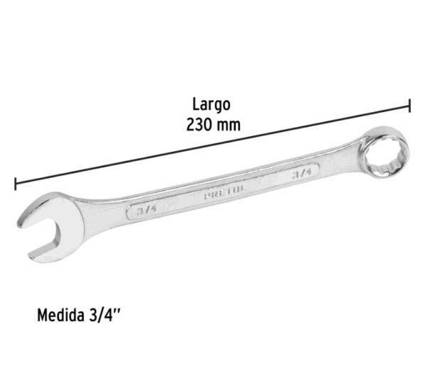 LLAVE COMBINADA 3/4' x 230 mm DE LARGO, Pretul, 21888 - Imagen 3