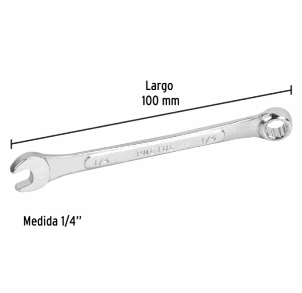 LLAVE COMBINADA 1/4' x 100 mm DE LARGO, Pretul,21880 - Imagen 3