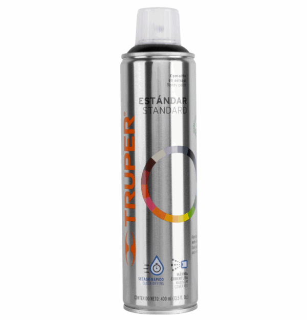 TRUPER PINTURA EN AEROSOL, NEGRO BRILLANTE, BOTE ESBELTO, 400 ml,19031