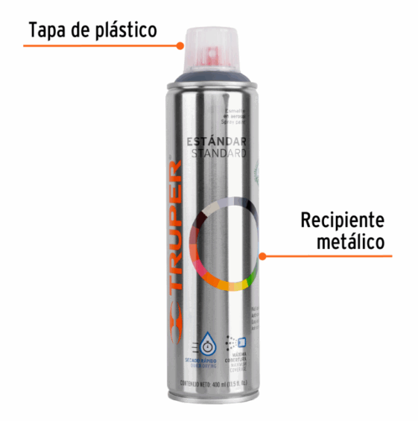 TRUPER PINTURA EN AEROSOL, GRIS PRIMARIO, BOTE ESBELTO, 400 ml,19056 - Imagen 2