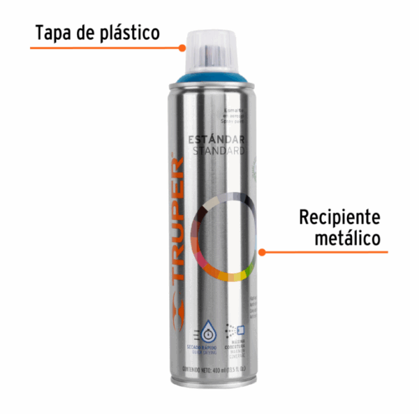 TRUPER PINTURA EN AEROSOL, AZUL HOLANDÉS, BOTE ESBELTO, 400 ml, 19038 - Imagen 2