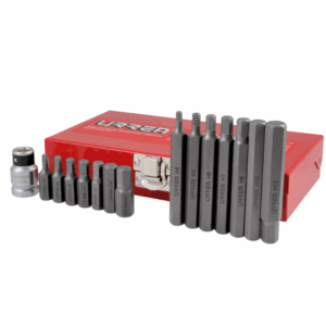 JUEGO DE PUNTAS HEXAGONALES HEXÁGONO DE  3/8" MÉT,CON ADAPTADOR, 15 pz EN CAJA METALICA URREA, J2415M