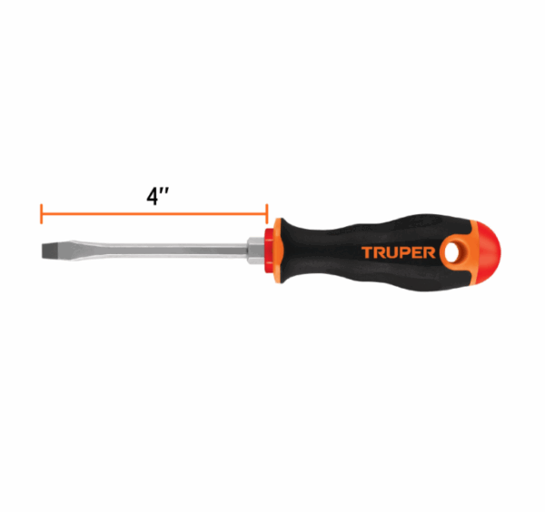DESARMADOR PLANO 1/4' x 4' MANGO COMFORT GRIP, Truper,13998 - Imagen 2