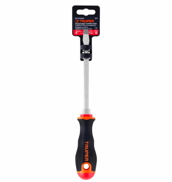 DESARMADOR PLANO 5/16' x 6' MANGO COMFORT GRIP, TRUPER, 14006