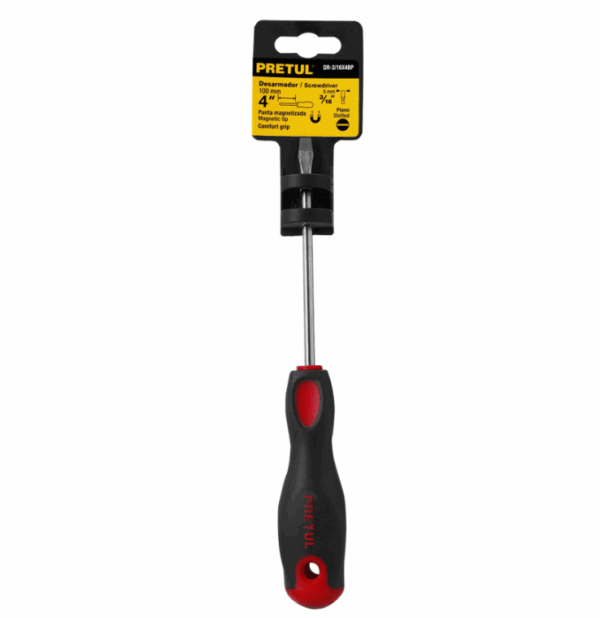 DESARMADOR PLANO 3/16 x 4' MANGO COMFORT GRIP, PRETUL, 21480