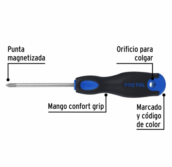 DESARMADOR DE CRUZ 3/16' x 3' MANGO COMFORT GRIP, Pretul,21493 - Imagen 3