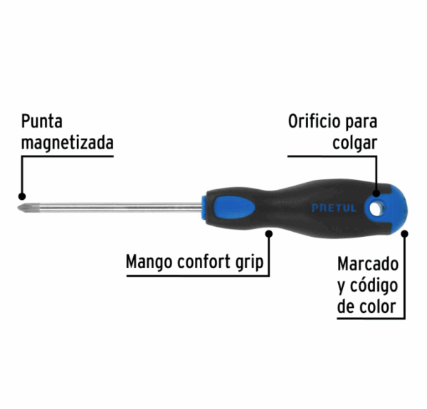DESARMADOR DE CRUZ 1/4' x 4' MANGO COMFORT GRIP, Pretul,21496 - Imagen 3