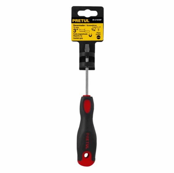 DESARMADOR PLANO 3/16 x 3' MANGO COMFORT GRIP, Pretul,21478