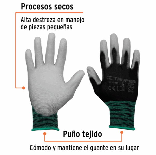 GUANTES DE NYLON RECUBIRTOS DE POLIURETANO, M, TRUPER, 13291 - Imagen 2