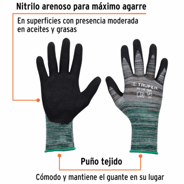 GUANTES DE NYLON RECUBIERTOS DE NITRILO ARENOSO, M, TRUPER,17064 - Imagen 2