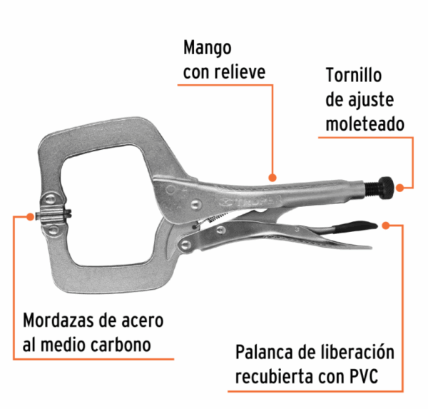 PINZA DE PRESIÓN 11' TIPO 'C' CON MORDAZA AUTOJUSTABLE, TRUPER,17427 - Imagen 3