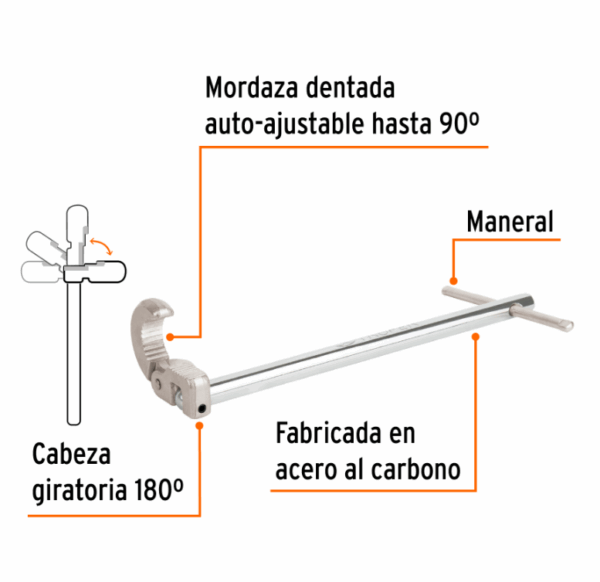 LLAVE 12' PARA PLOMERO, Truper, 12874 - Imagen 3