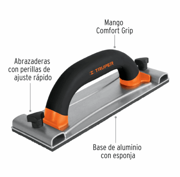 LIJADORA MANUAL BASE DE ALUMINIO 8 x 24 cm, Truper,100436 - Imagen 2